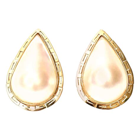 Mabe Pearl Diamond Gold Earrings At 1stDibs