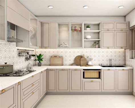 Modular Spacious L Shaped Kitchen Design With Subtle Colour Scheme