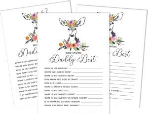 Inkdotpot Gender Neutral Who Knows Daddy Best Baby Shower Game Cards