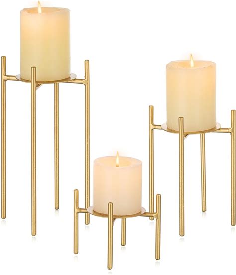 Amazon Sziqiqi Gold Pillar Candle Holders Set Of Candelabra