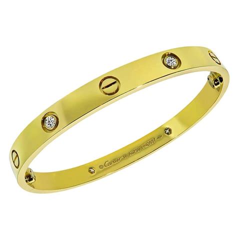 Cartier 4 Diamond Yellow Gold Love Bangle At 1stdibs