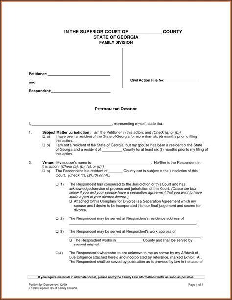 Free Divorce Settlement Agreement Template Parahyena