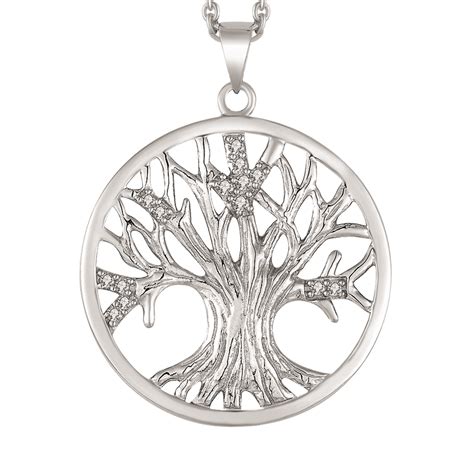 Livets træ Sølv halskæde med zirconia tree of life Copenhagen smykker