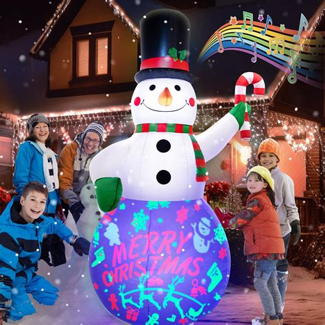 7ft Christmas Inflatables Snowman Decorations With Built In Music And 7