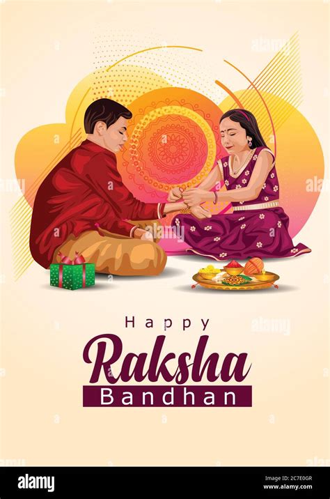 Indian Brother And Sister Wearing Surgical Mask Happy Raksha Bandhan Festival Rakhi