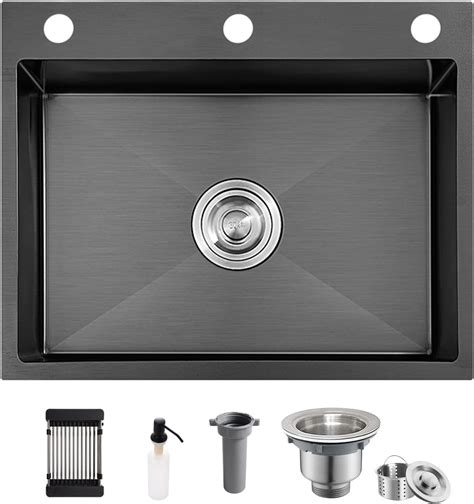 20 Drop In Or Undermount Nano Kitchen Sink Black Stainless Steel