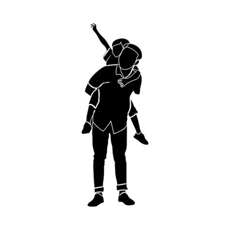 Premium Vector Silhouette Father And Daughter Playing Together