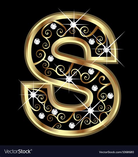 S Gold Letter With Swirly Ornaments Royalty Free Vector