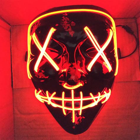 LED Glow Mask EL Wire Light Up The Purge Movie Costume Light P Red