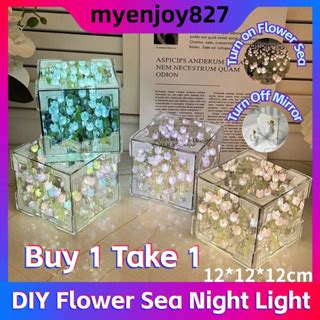 Rubik S Cube Tulip Mirror Night Light Handmade DIY Tulip Flower Lamp