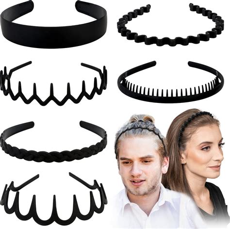 Whavel 6 Pcs Non Slip Plastic Headbands For Women Black