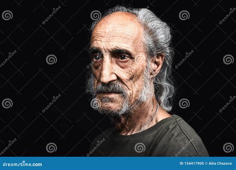 Sad Tired Old Man with Many Wrinkles on His Face Waiting for Death Stock Photo - Image of ...