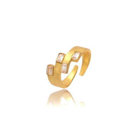 Buy Ethnic Andaz Stacked Gold American Diamond Ring Online