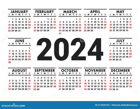 Calendar 2024 English Vector Horizontal Wall Or Pocket Calender