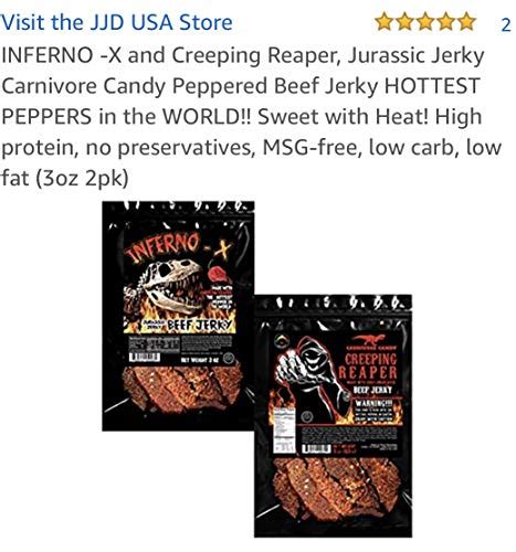 Jurassic Jerkys Inferno Xxx Hot Beef Jerky Every 15 Oz Bag Includes 1 Carolina Reaper