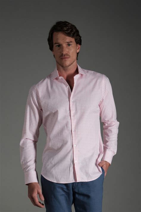 Camisa Classic Algodon Cuadros Rosado Rafael Cure