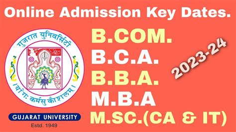 Key Dates For Online Admission In Gujarat University Bbambabca