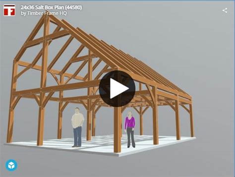 2436 Saltbox Cabin Timber Frame HQ