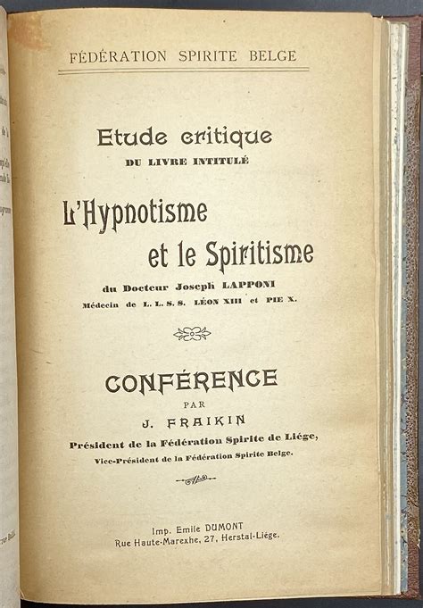 Convolute Hilarion Huguet Spiritomanes Et Spiritophobes Tude