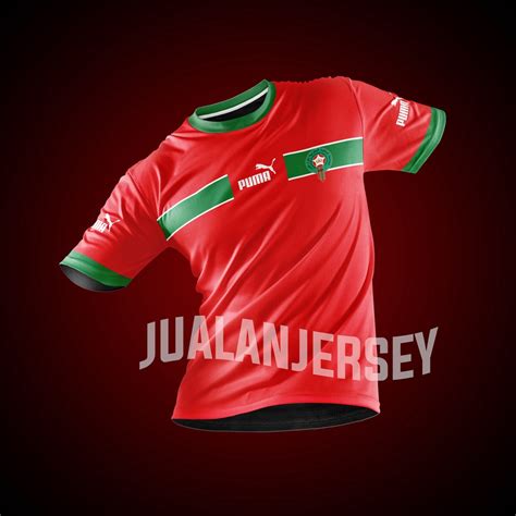 Jual JERSEY MAROKO HOME AWAY PIALA DUNIA 2022 QATAR FREE CUSTOM NAMA