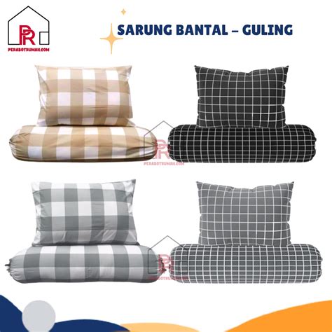 Jual Sarung Bantal Guling Kotak Kotak Homemade Sarung Guling Tidur