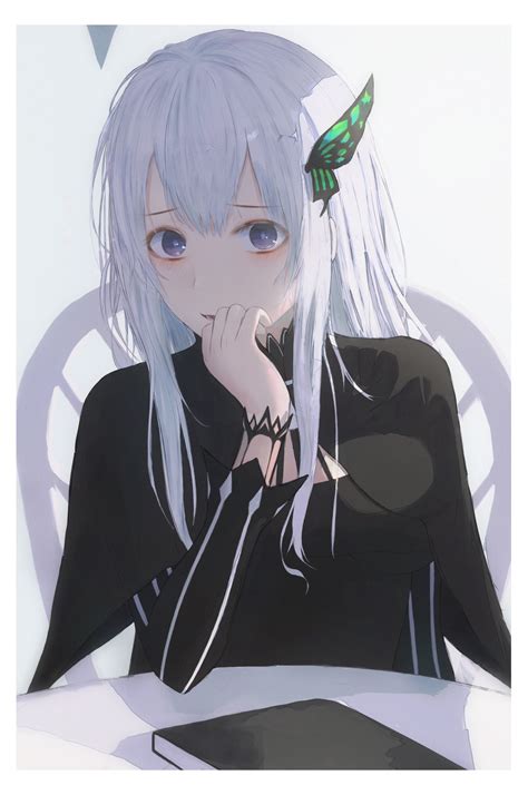 Echidna Re Zero Kara Hajimeru Isekai Seikatsu Pixiv White Hair Black