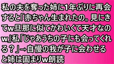 【スカッとする話】私の夫を奪った姉に1年ぶりに再会すると「赤ちゃん生まれたの。見にきてw旦那に似てかわいくて天才なのw」私「じゃあうちの子にも