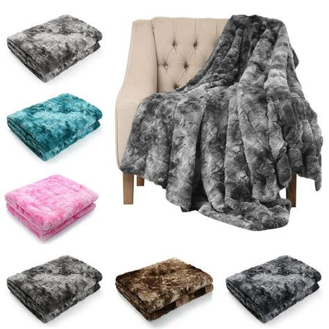 Faux Fur Throw Blanket Tie Dye Fluffy Super Soft Furry Decorative