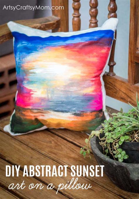 Sunset Art Pillow Cover Painting Tutorial Using Fevicryl Fabric Colors