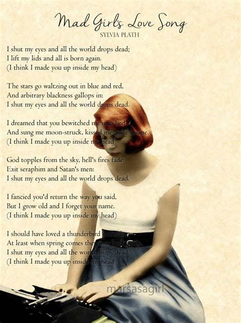 Sylvia Plath Mad Girl's Love Song Poem Art Print - Etsy