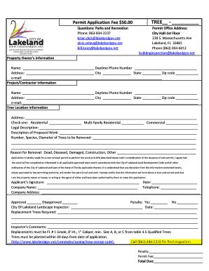 Tree Removal Application Form Fill Online Printable Fillable Blank