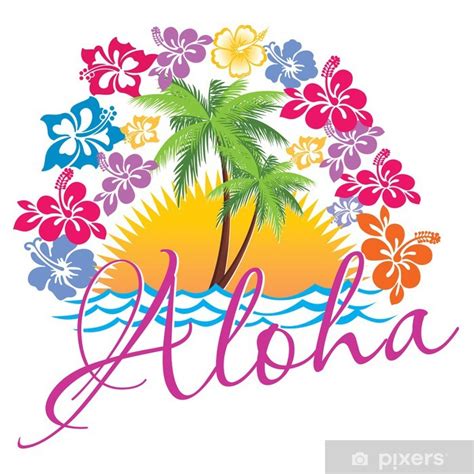 Poster Aloha Hawaii Beach Travel Concept Pixers Us