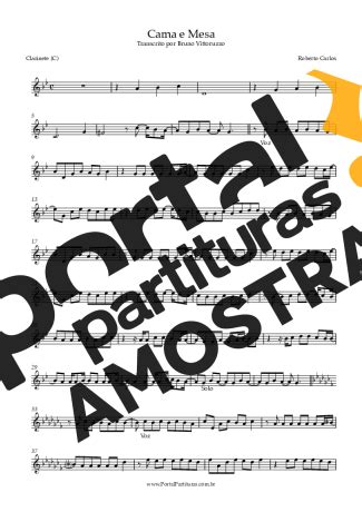 Cama E Mesa Roberto Carlos Partitura Para Clarinete C