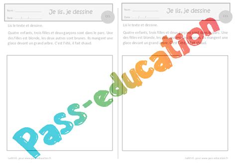 Les Enfants Je Lis Je Dessine Ce Exercices De Lecture Cycle