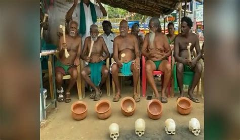 Tamil Nadu Farmers Protest With Human Skeletons Over Cauvery Water