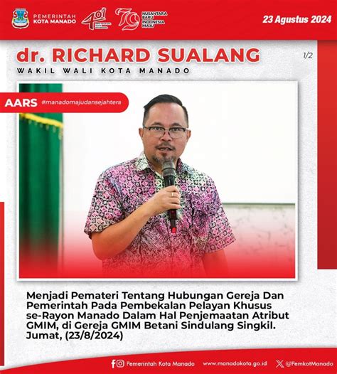 Wakil Wali Kota Manado Bapak Dr Richard Sualang Menjadi Pemateri