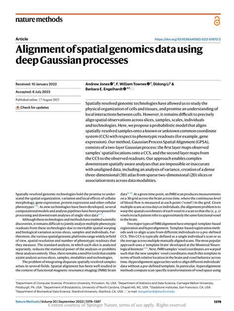 PDF Alignment Of Spatial Genomics Data Using Deep Gaussian Processes