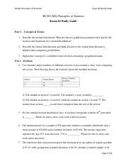 BU203Exam Study Guide 1 BU203 Principles Of Statistics Exam 2 Study