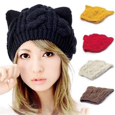 Accesorios Mujer Gorro De Punto Con Orejas De Gato Para Mujer Gorros De