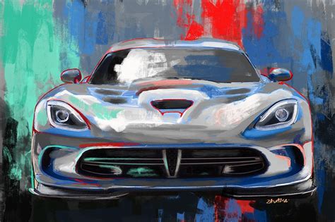 Viper Srt Painting Classic Sports Car Dodge Viper Art Print Etsy