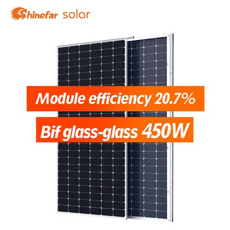 Shinefar 166mm Mono 450W Bifacial Double Glass Solar Panel Perc 144