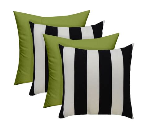 Set Of Square Indoor Outdoor Decorative Throw Pillows Black