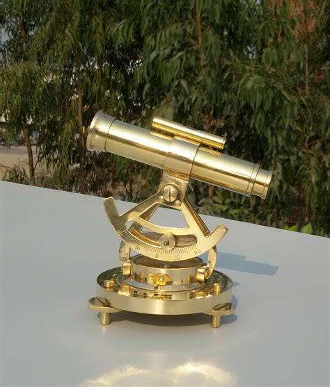 Vintage Brass Theodolite Alidade Telescope Compass Surveying Instrument