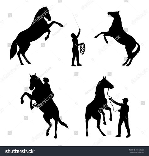 Set Rearing Horses Silhouettes Isolated Vector De Stock Libre De