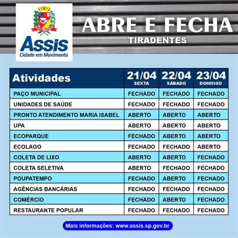 Prefeitura De Assis Feriado De Tiradentes Em Assis Saiba O Que Abre