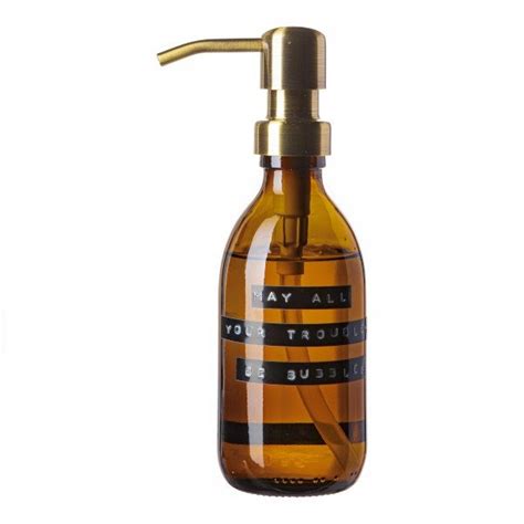 Hand Soap Bamboo Amber Glass Brass Pump 250ml May All Your Troubles B