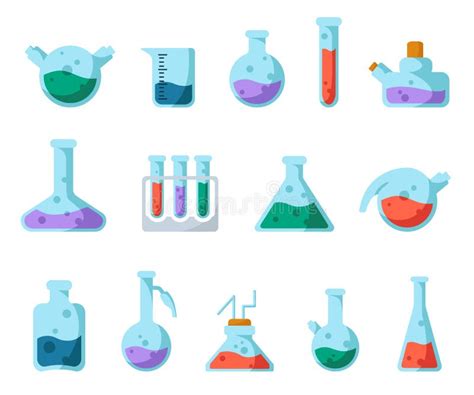 Conjunto De Iconos De Frascos De Laboratorio Ilustración del Vector