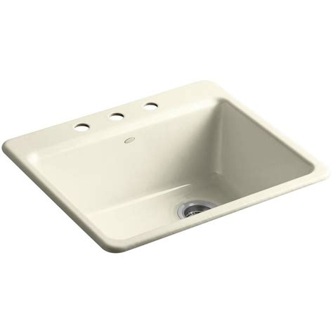 KOHLER Riverby Drop In Cast Iron 25 In 1 Hole Single Bowl Kitchen Sink