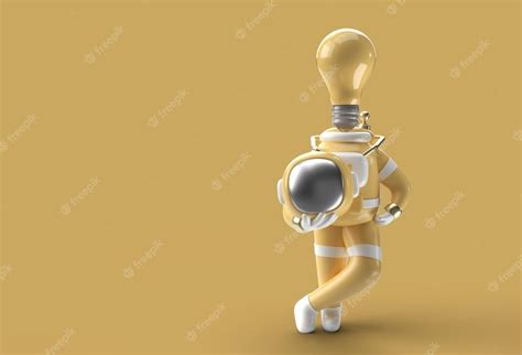 Premium PSD | 3d render astronaut light bulb instead of head