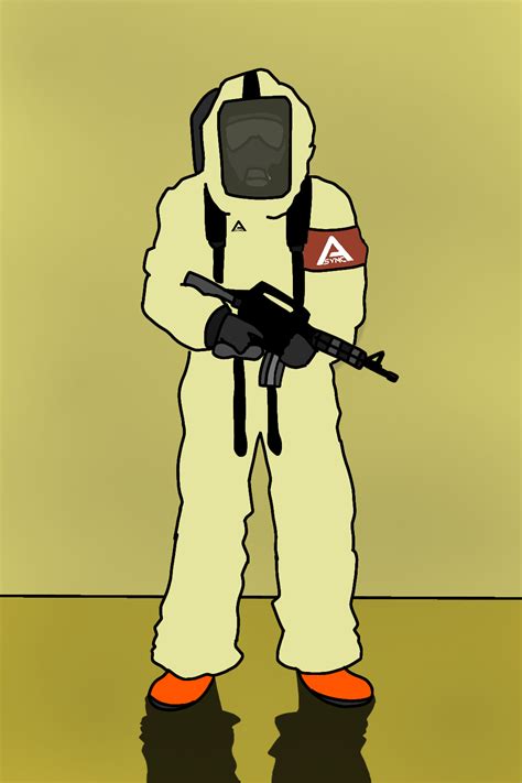 Async Foundation Hazmat Suit Scientist With M16A1 Rifle R